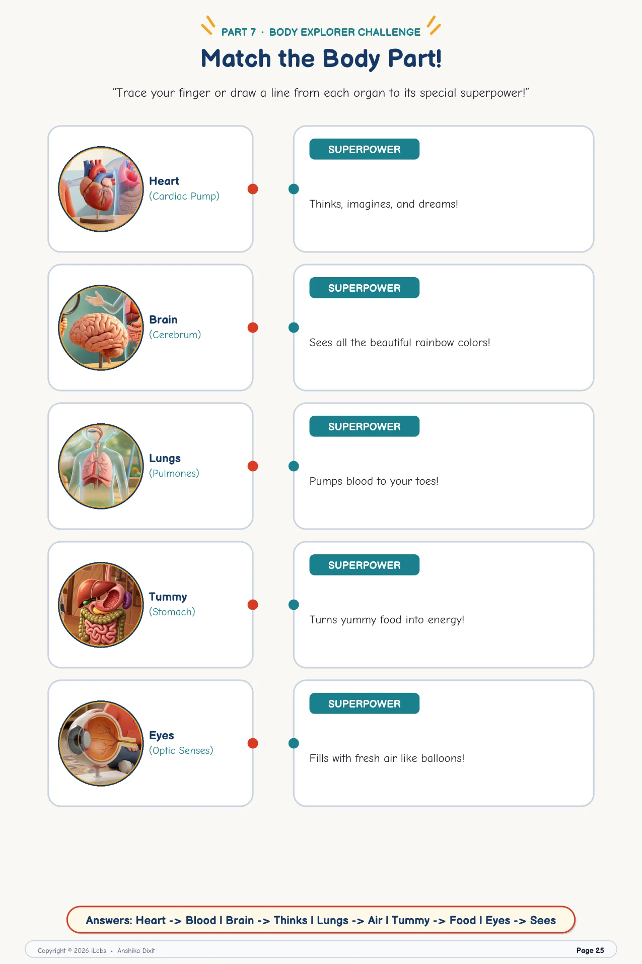 Match the Body Part & Discovery Challenge