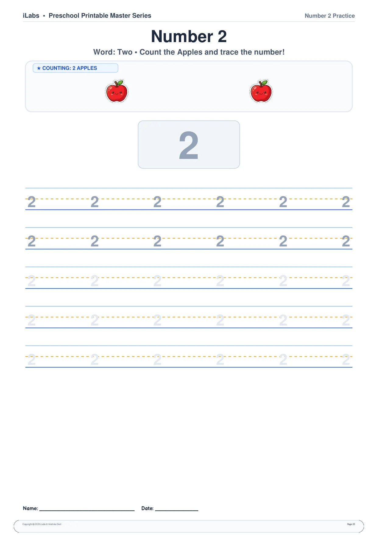 Volume 3: Number 2 Tracing & Clipart Counting